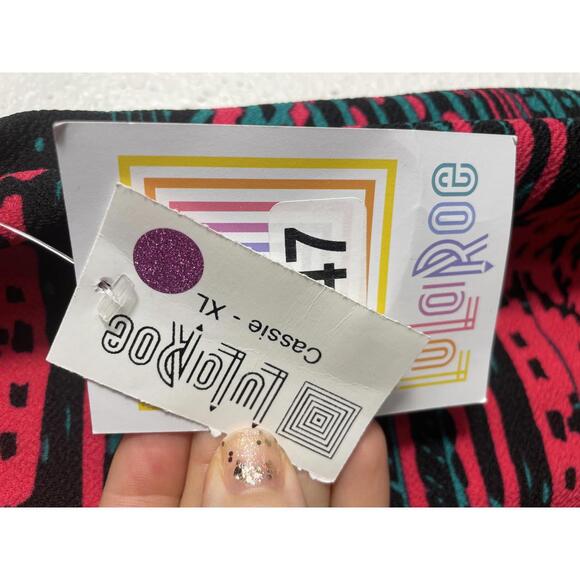 LuLaRoe Cassie Midi Skirt Women's XL Pink Green Black Retro - Picture 3 of 8